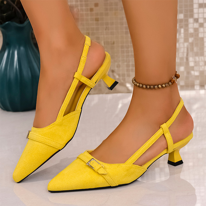 Neon Sign Party - Moda Sarı Yüksek Topuklu Sandalet Kadınlar