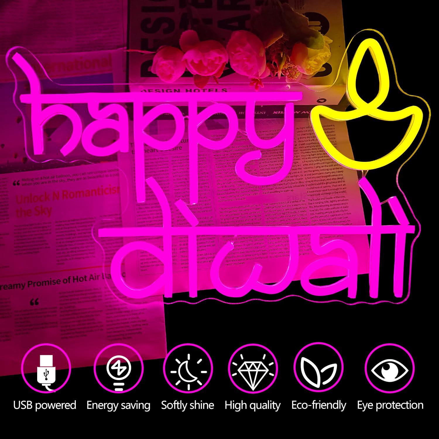Mutlu Diwali Neon Tabelası USB - Neon Sign Party incelemesi ve fiyatı